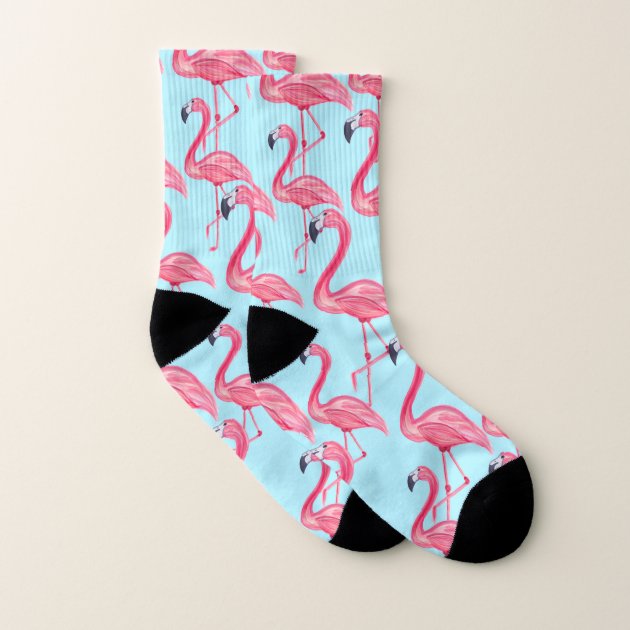 Adult Pink Flamingos Pattern Cushion Crew Socks 